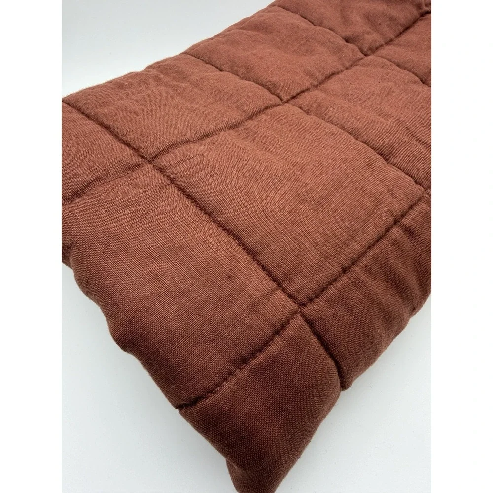Quince 100% Linen Quilted Euro Pillow Sham Bordeaux 26x26 Square NWOT Eurosham